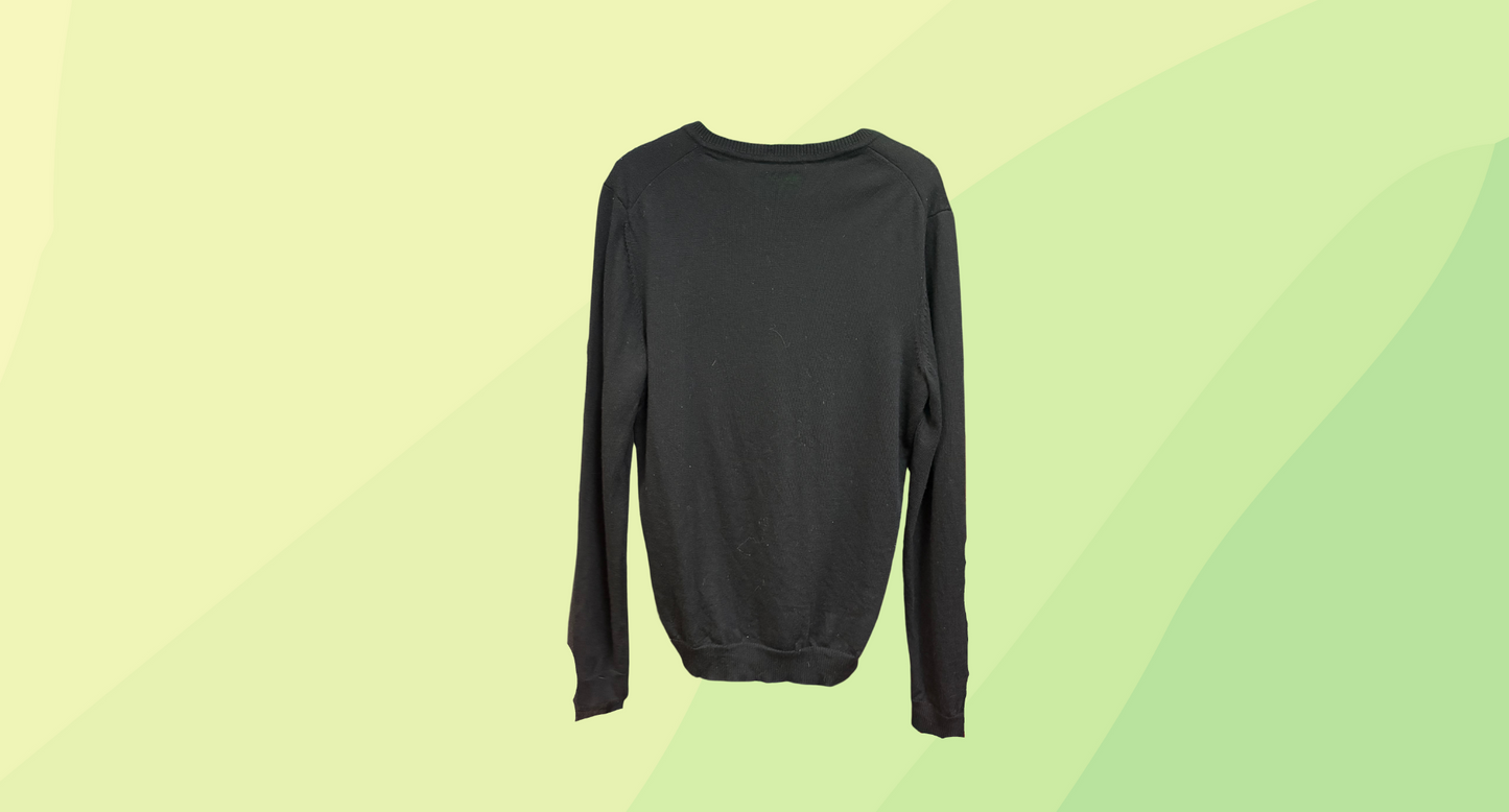 Hugo Boss Mens V Neck Extrafine Merino Sweater - L - Black