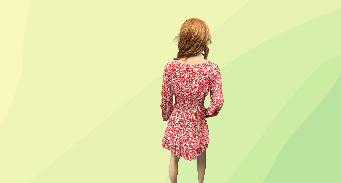 Kookai Mini Dress - Size 40 - Red/White Floral