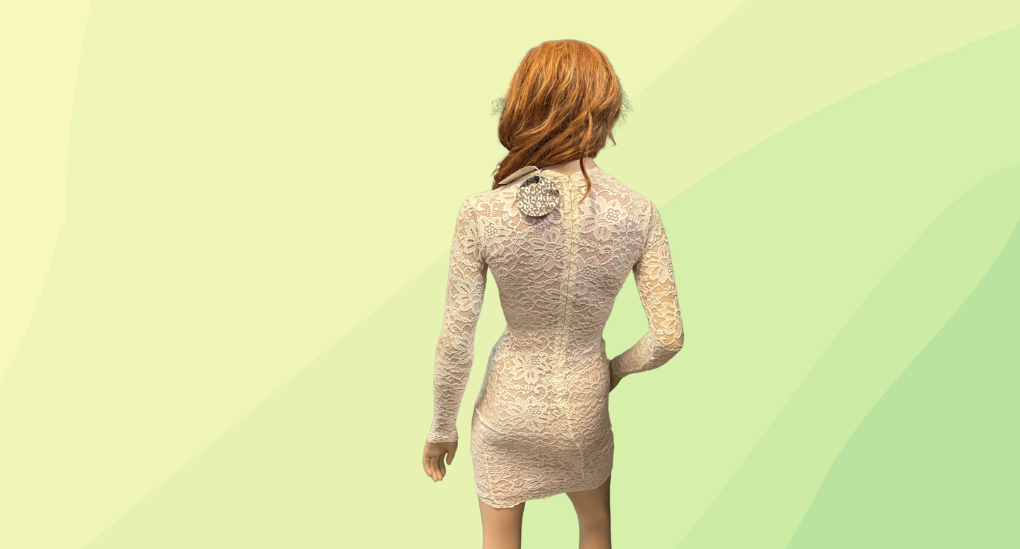 Nookie Paris Lace V-Front Mini - XS - Ivory