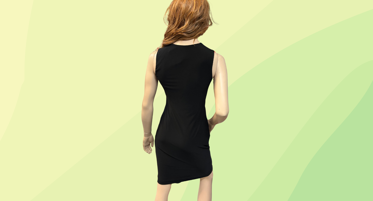 Joseph Ribkoff Leather Strip Dress - Size 10 - Black