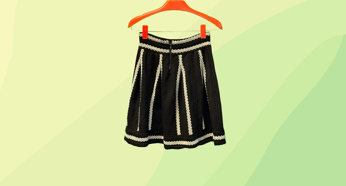 Maje Knitted Skirt RRP $380 - Size 3 - Black/White