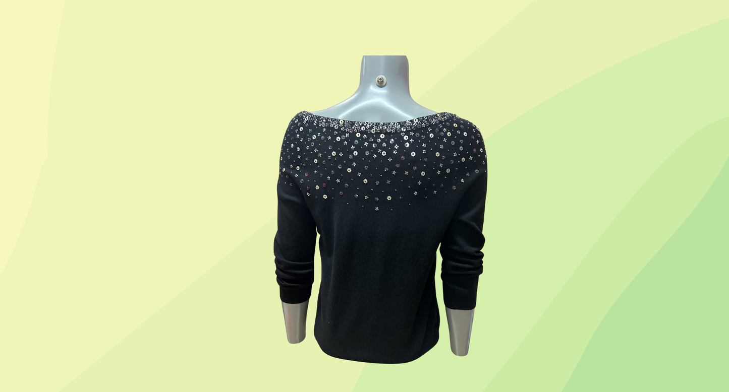 Elegance Knit Top with embellishments RRP $526 - Size 10 - Black