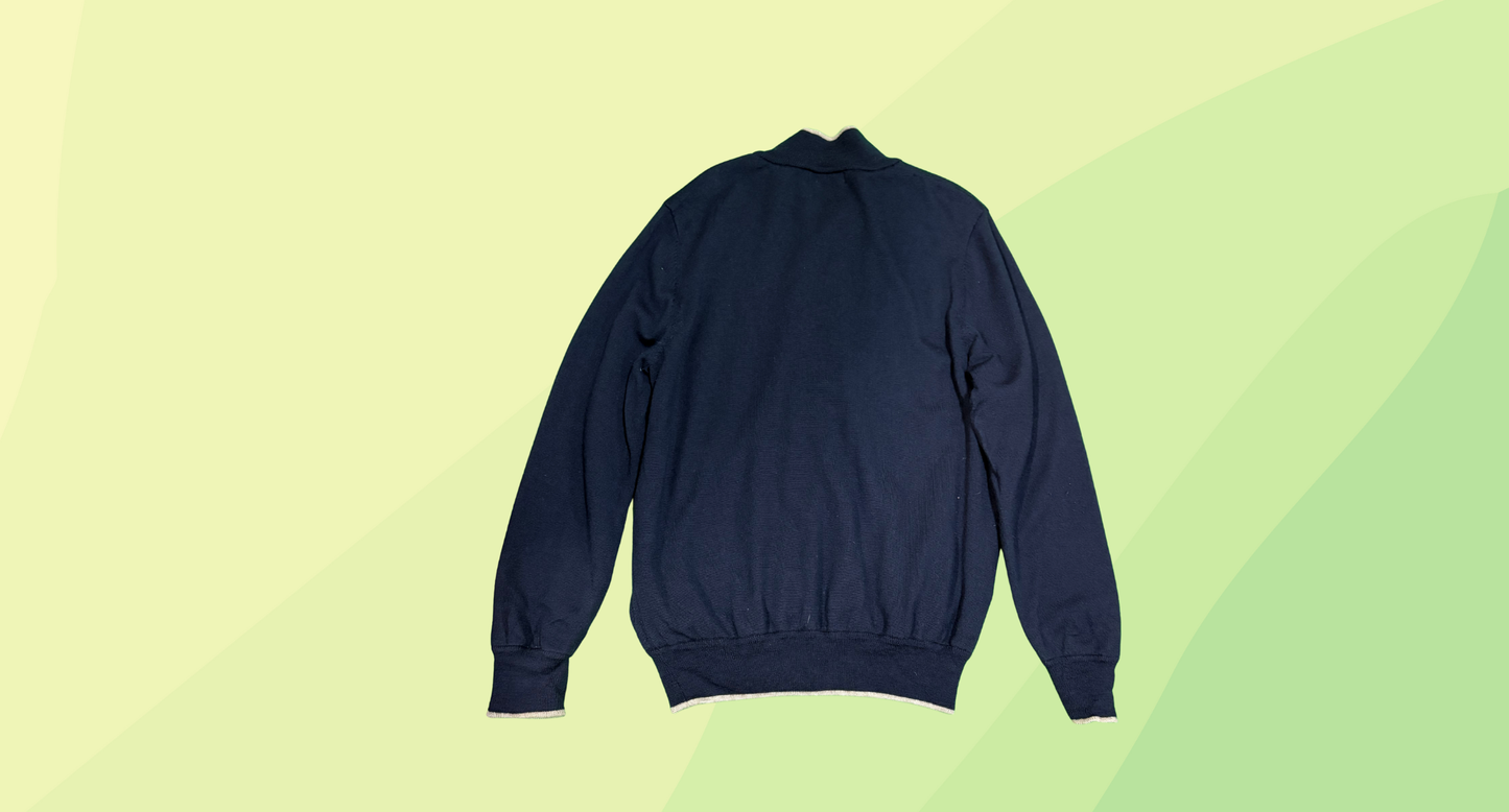 Toorallie Mens Merino Wool Cardigan - L - Navy