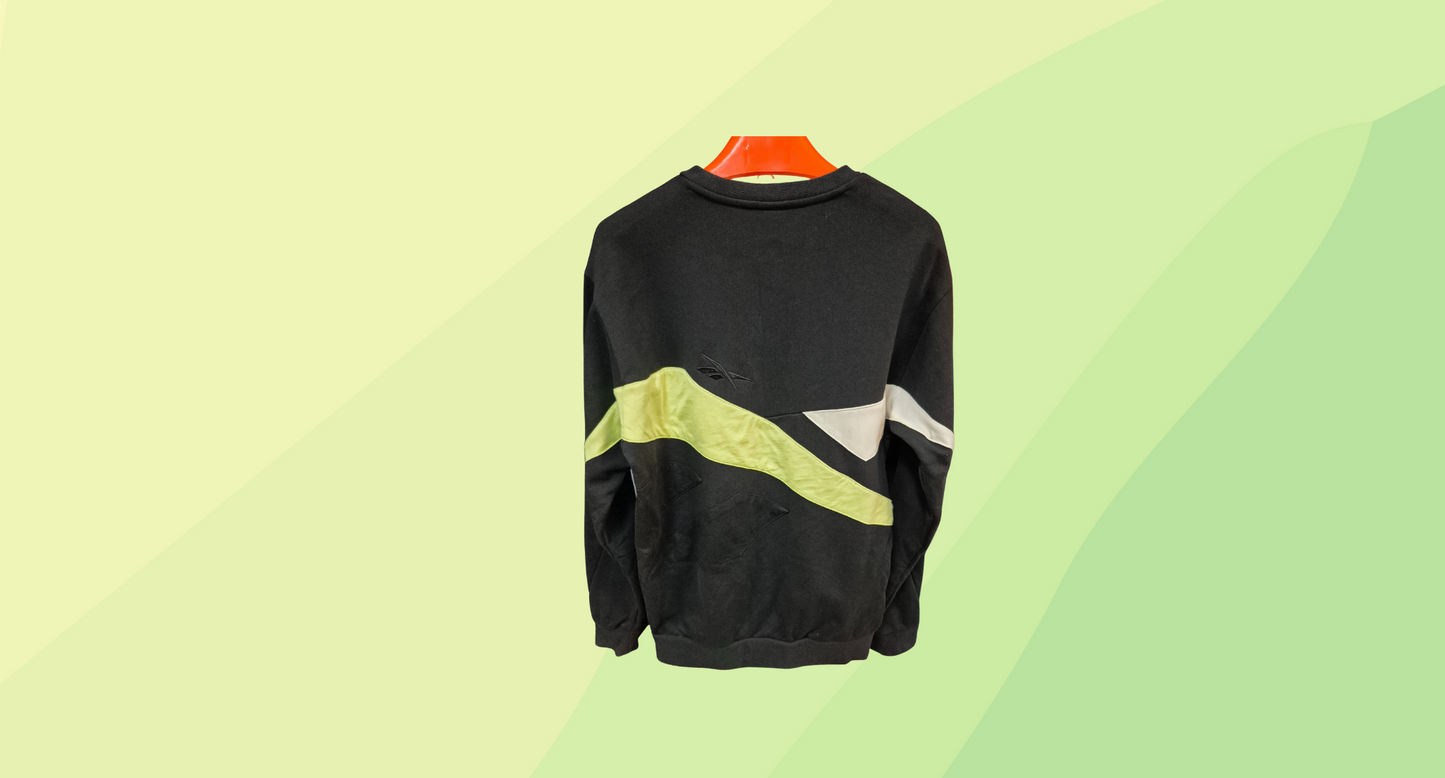 Reebok Mens Crewneck Jumper - S - Black/Green