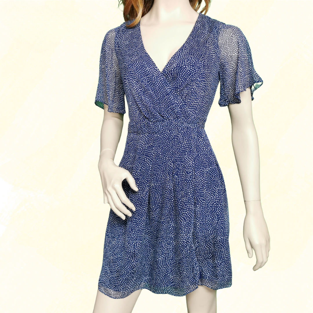 Diane von Furstenberg wrap Dress - Size 4 - Navy and white polkadots