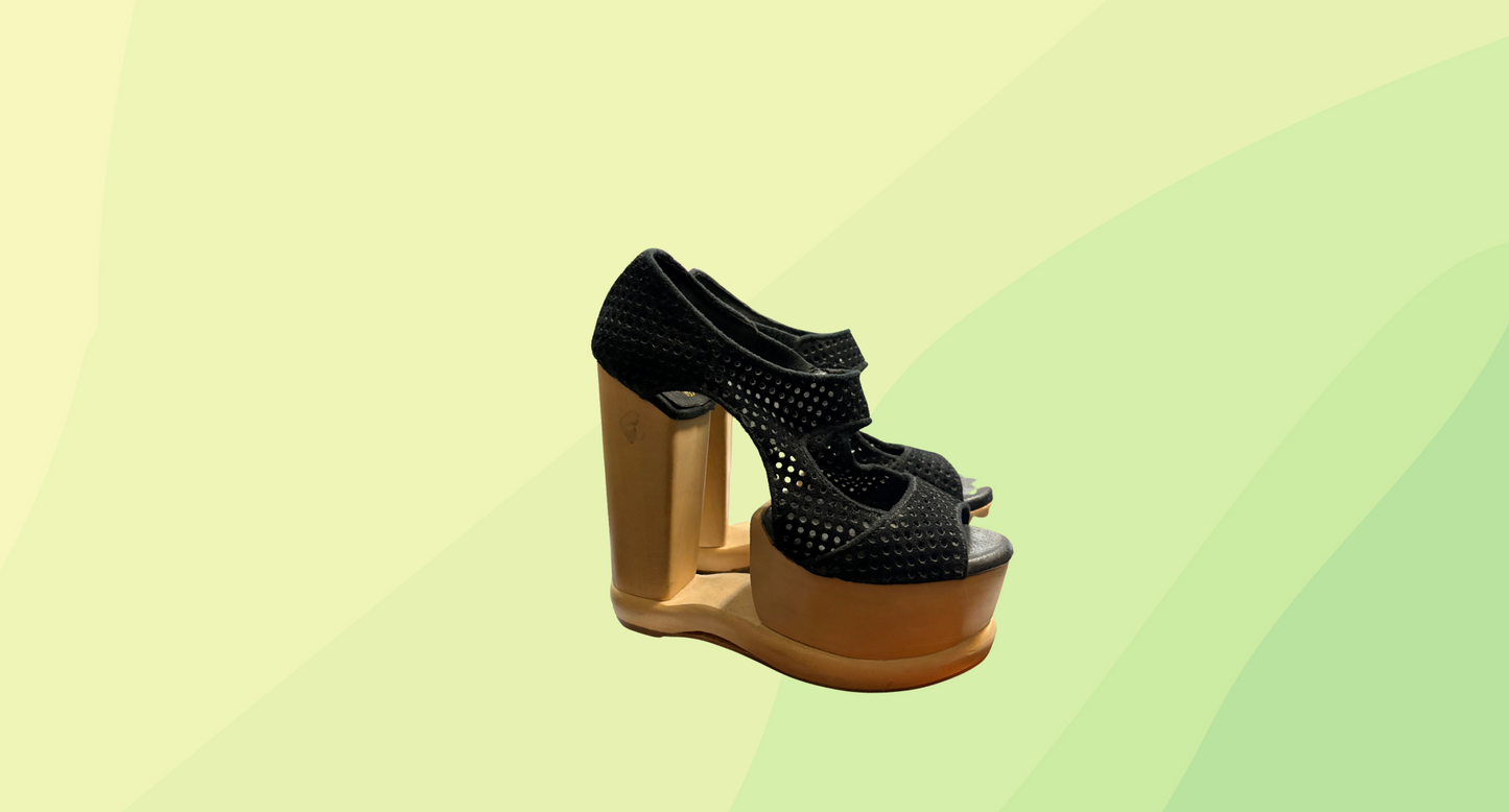 Jeffery Campbell Woodies Sky Room Heel - Size 7 - Black/Wood