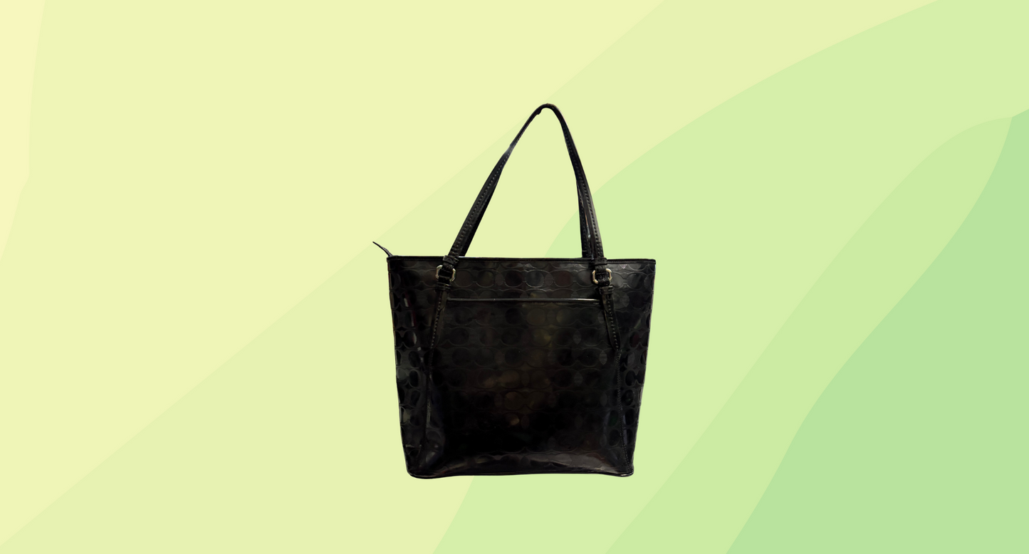 Coach Patent Leather Large Tote Bag - Black