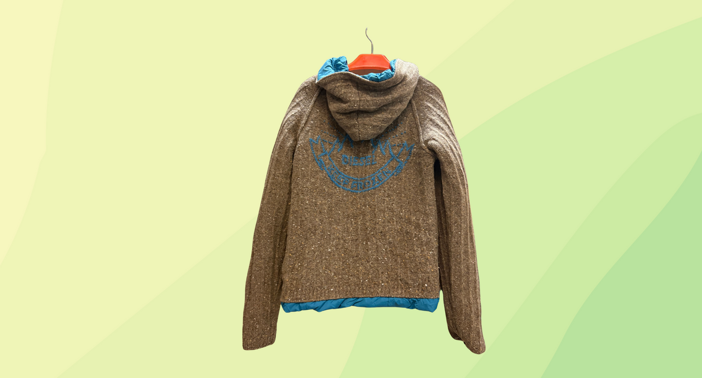 Diesel Reversible Jacket - XL - Blue/Brown Knit