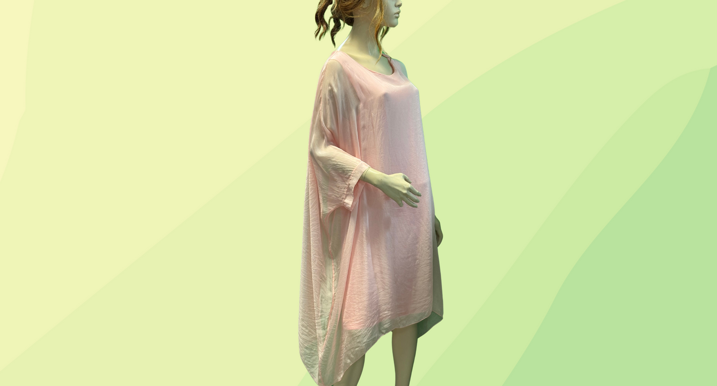 Made in Italy Clio Blush Silk Layer Dress RRP $129.95 - S/M - Blush