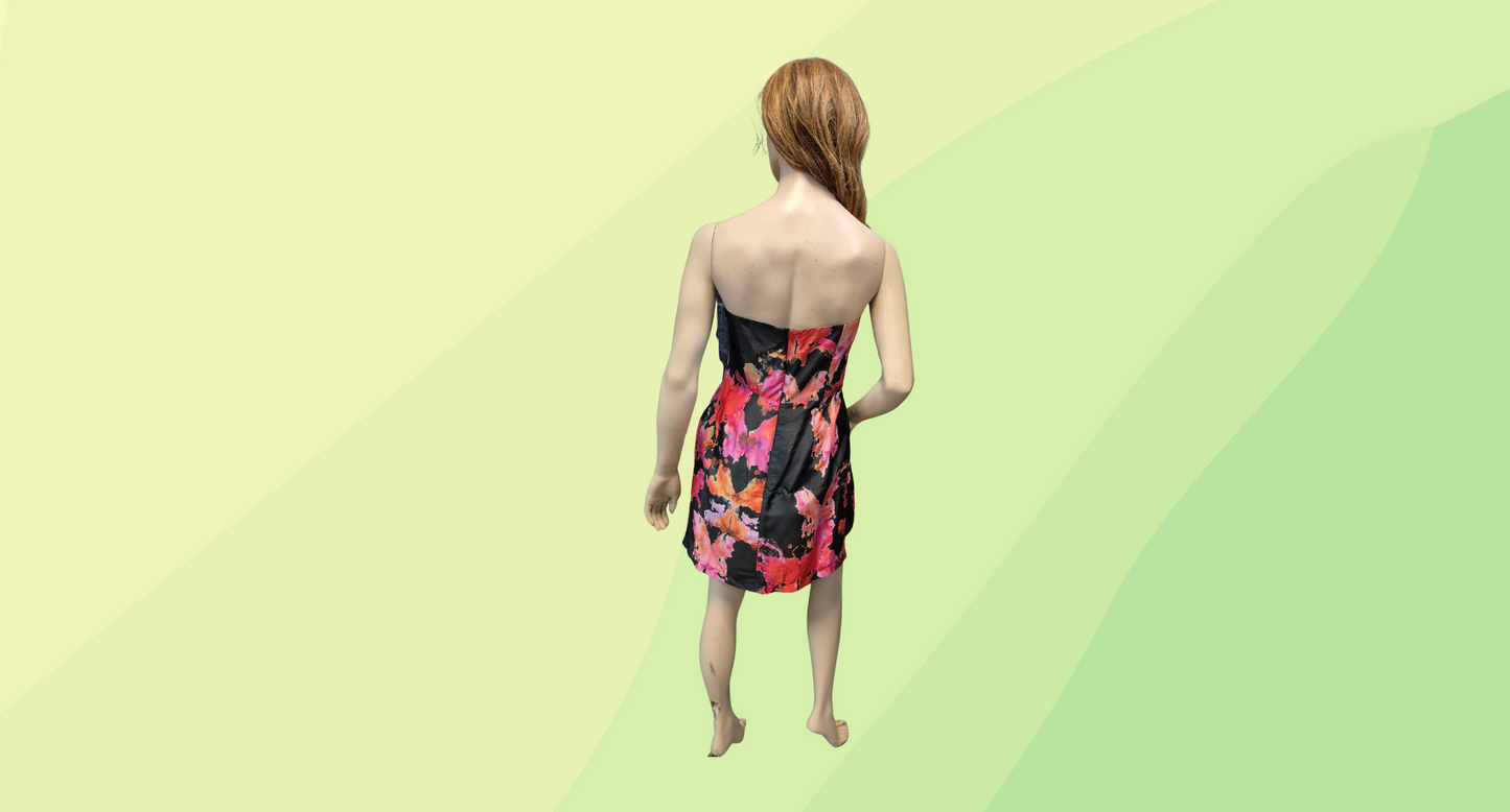 See by Chloe Silk Mini Strapless Dress - Size 10 - Black/Pink