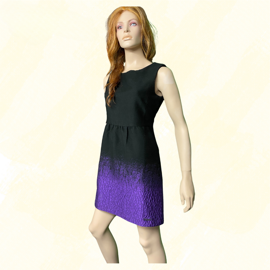 Desigual Textured Ombre Sheath Dress - Black/Purple 40