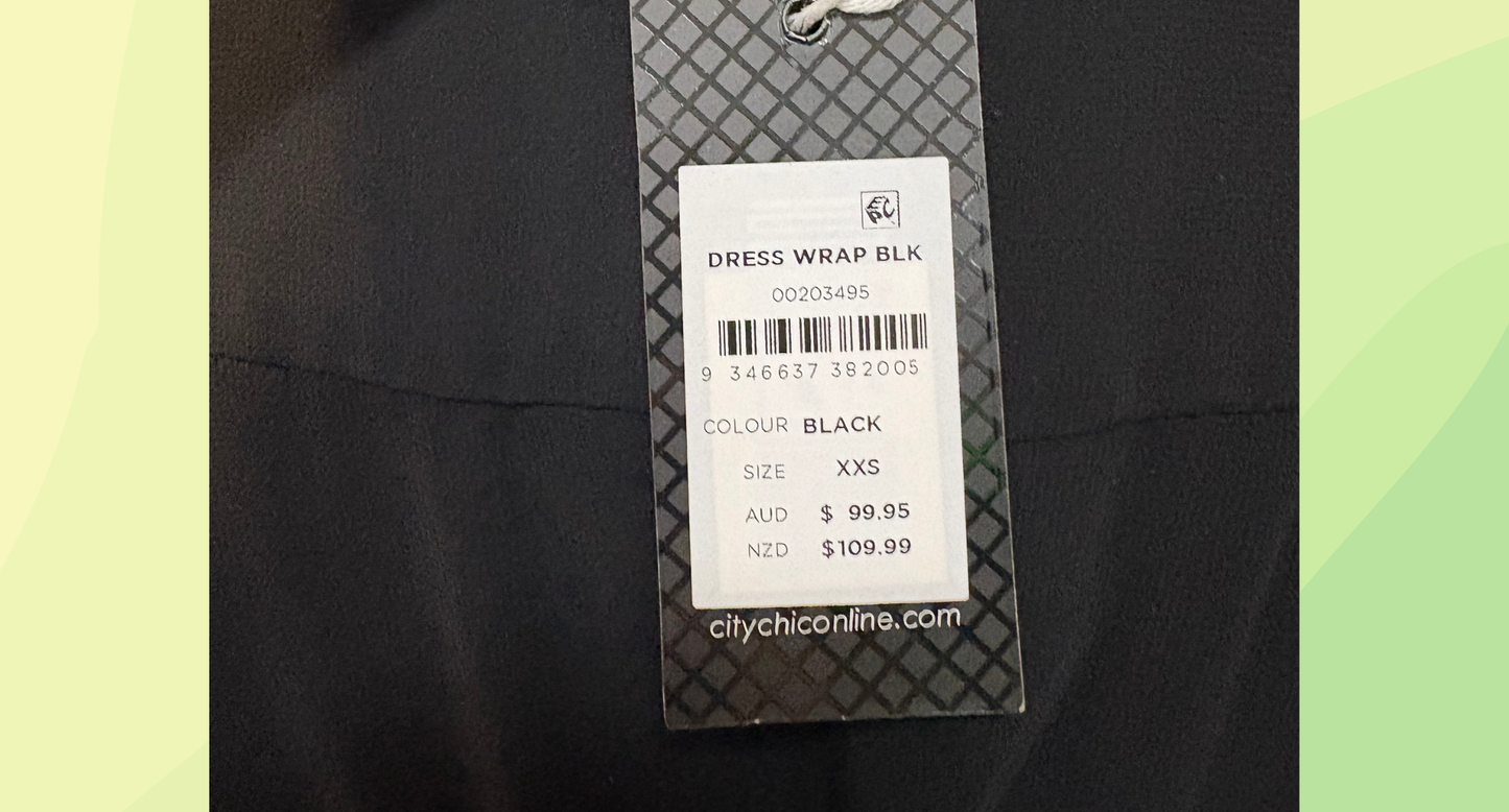 City Chic Wrap Dress RRP $99.95 - XXS - Black