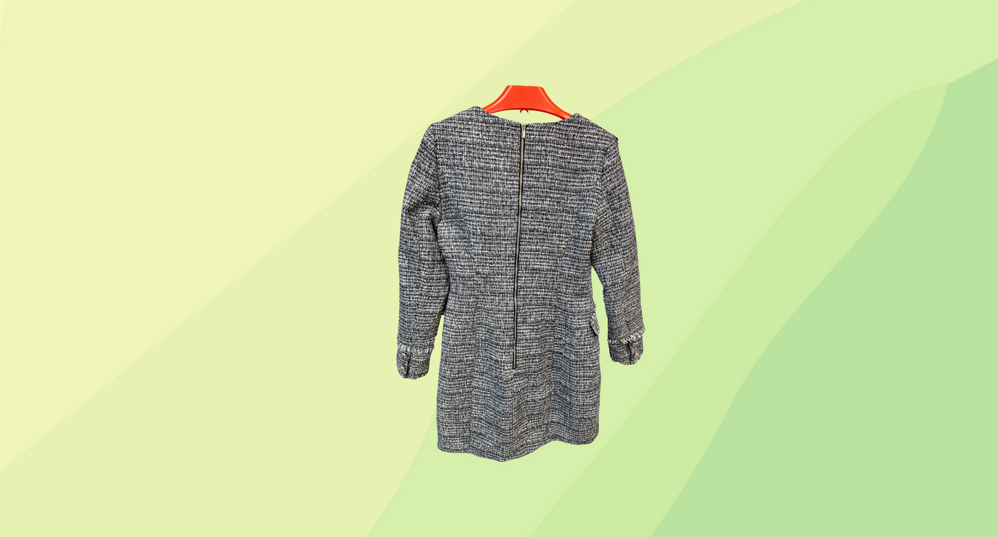 Forever New Katerina Boucle Blazer Dress - Size 10 - Black/Grey