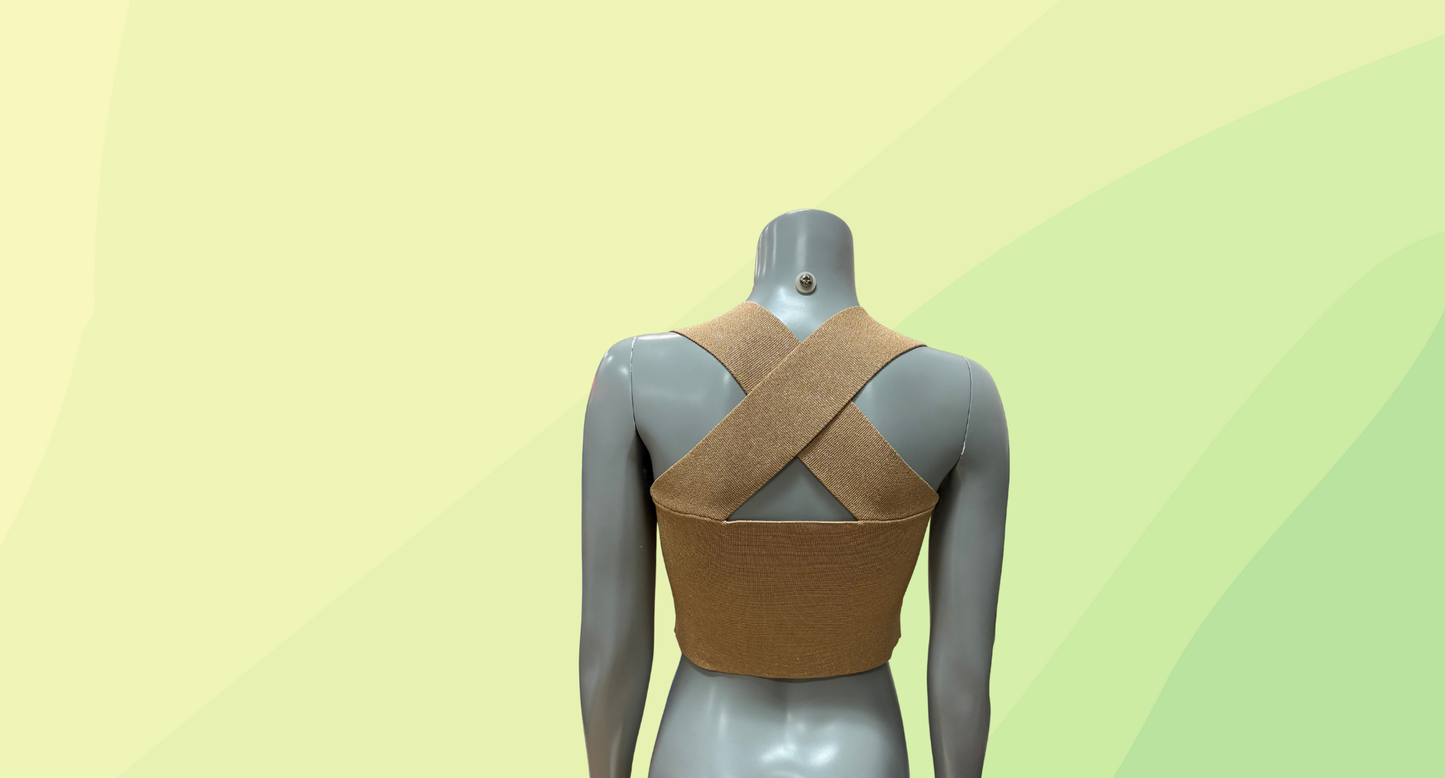 Sheike Cropped Knit Top - M - Gold