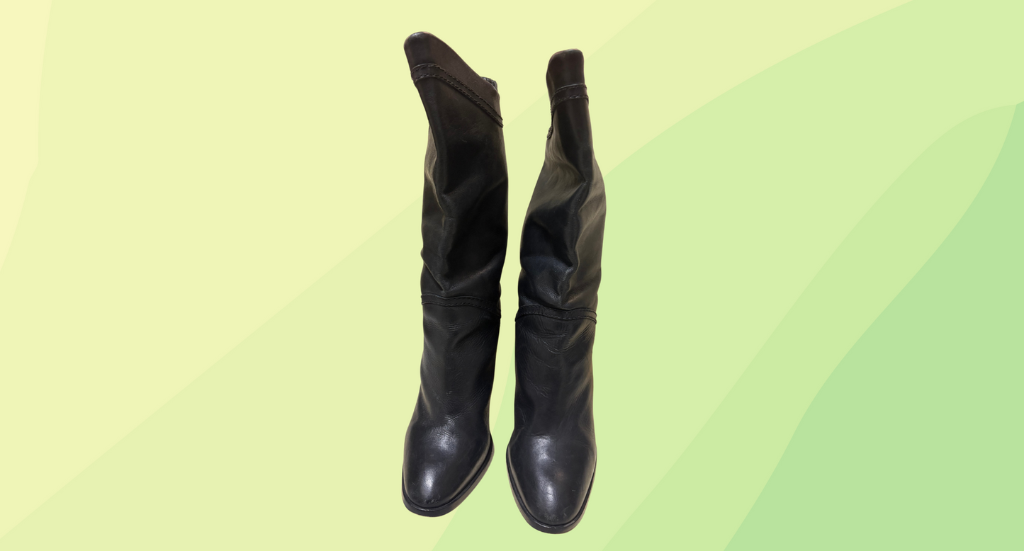 Zimmermann Leather Curved Stitched Boots - Black - Size 38