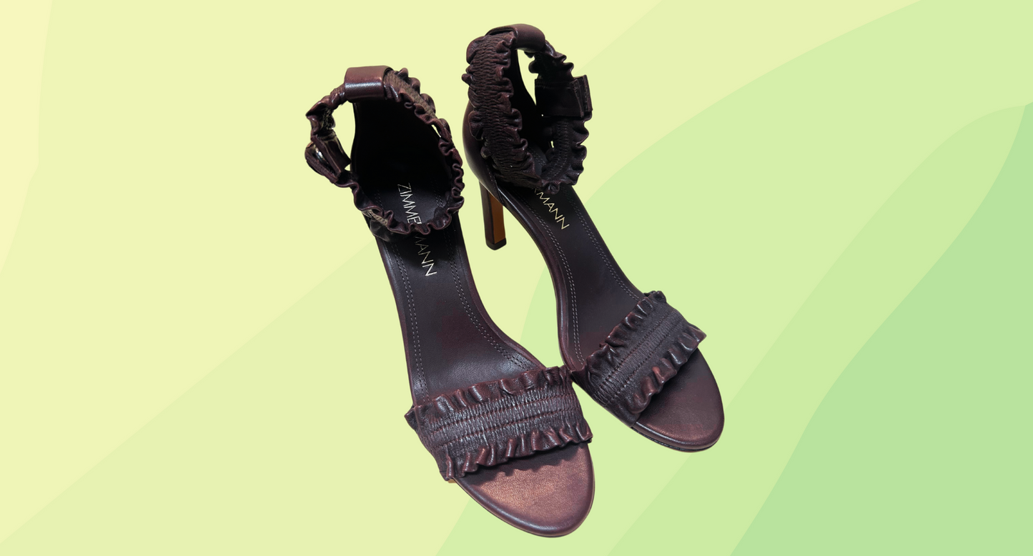 Zimmermann Elastic Strap Sandal Heel - Size 36 - Plum