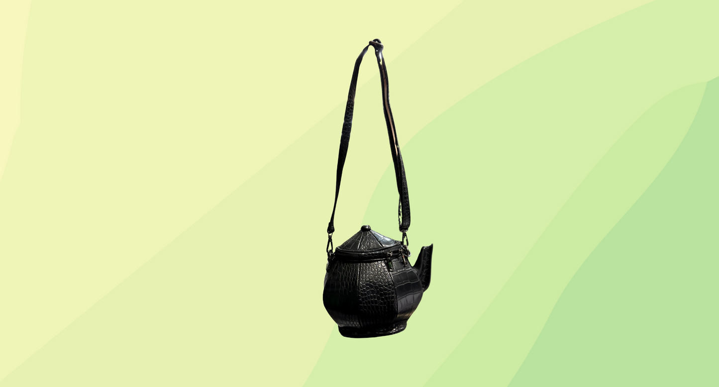 Leather Crossbody Teapot Bag - Black