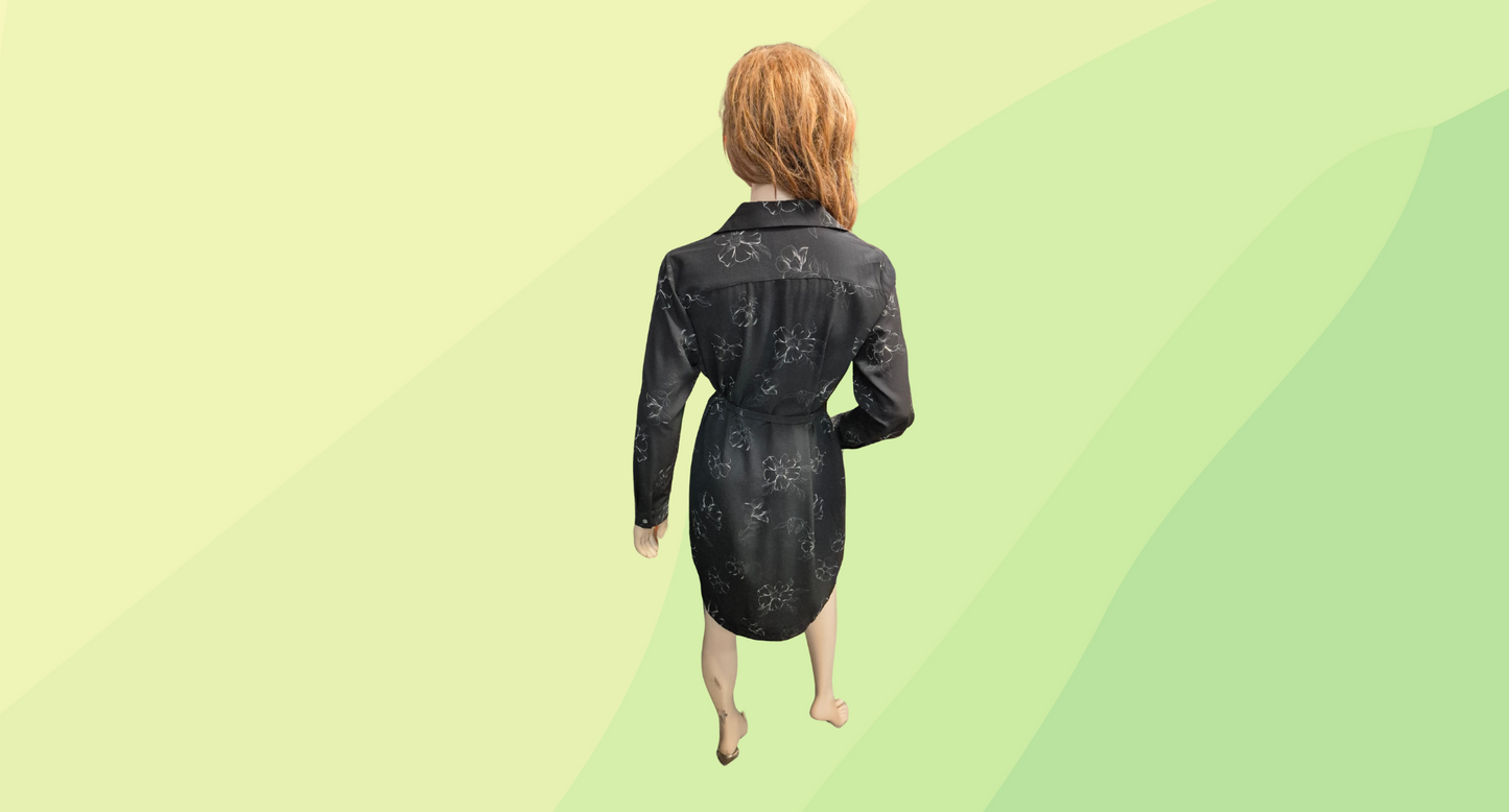 Farage Dress w/ Tie - Size 14 - Black Floral