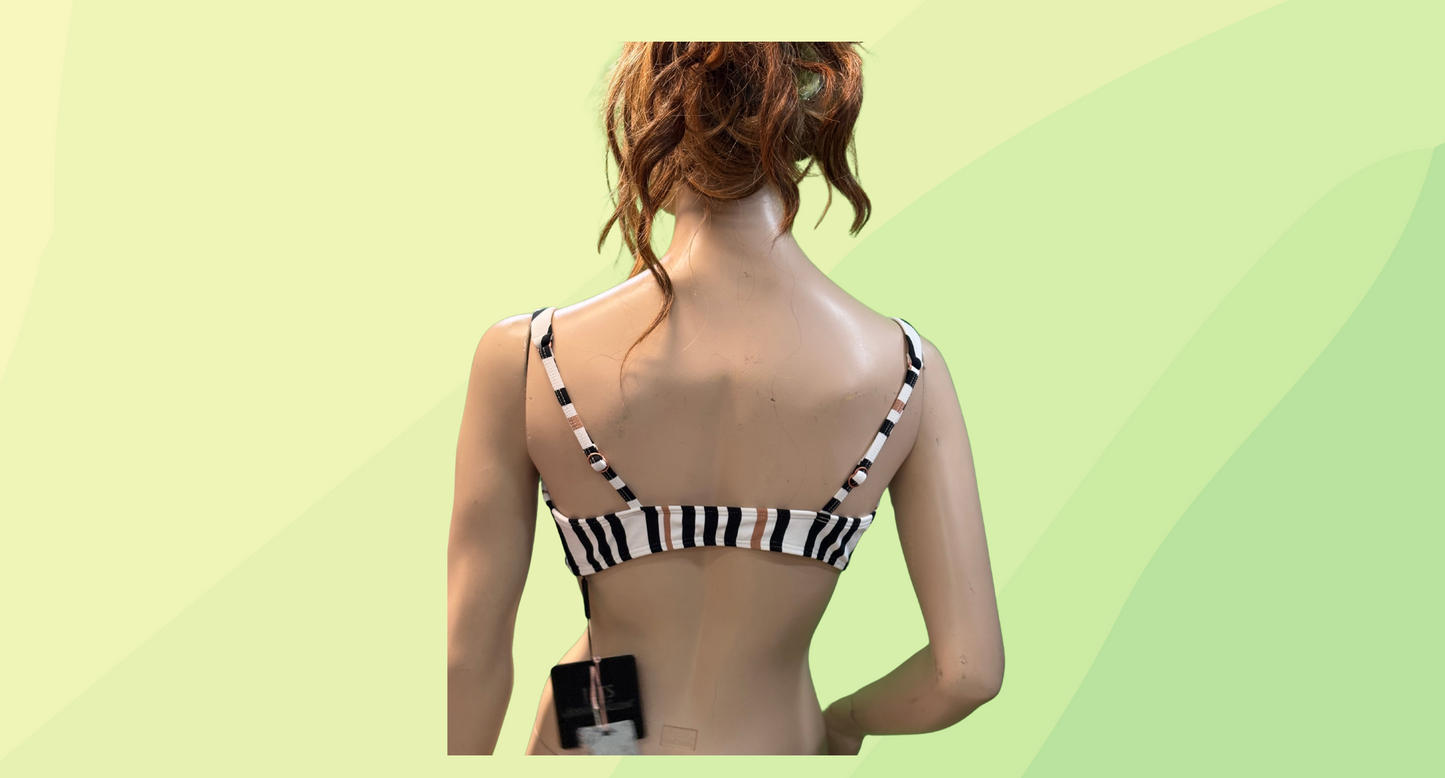 Jets by Jessica Allen Cross Over Swim Top - 12 - Bronze Stripe RRP $139.95
