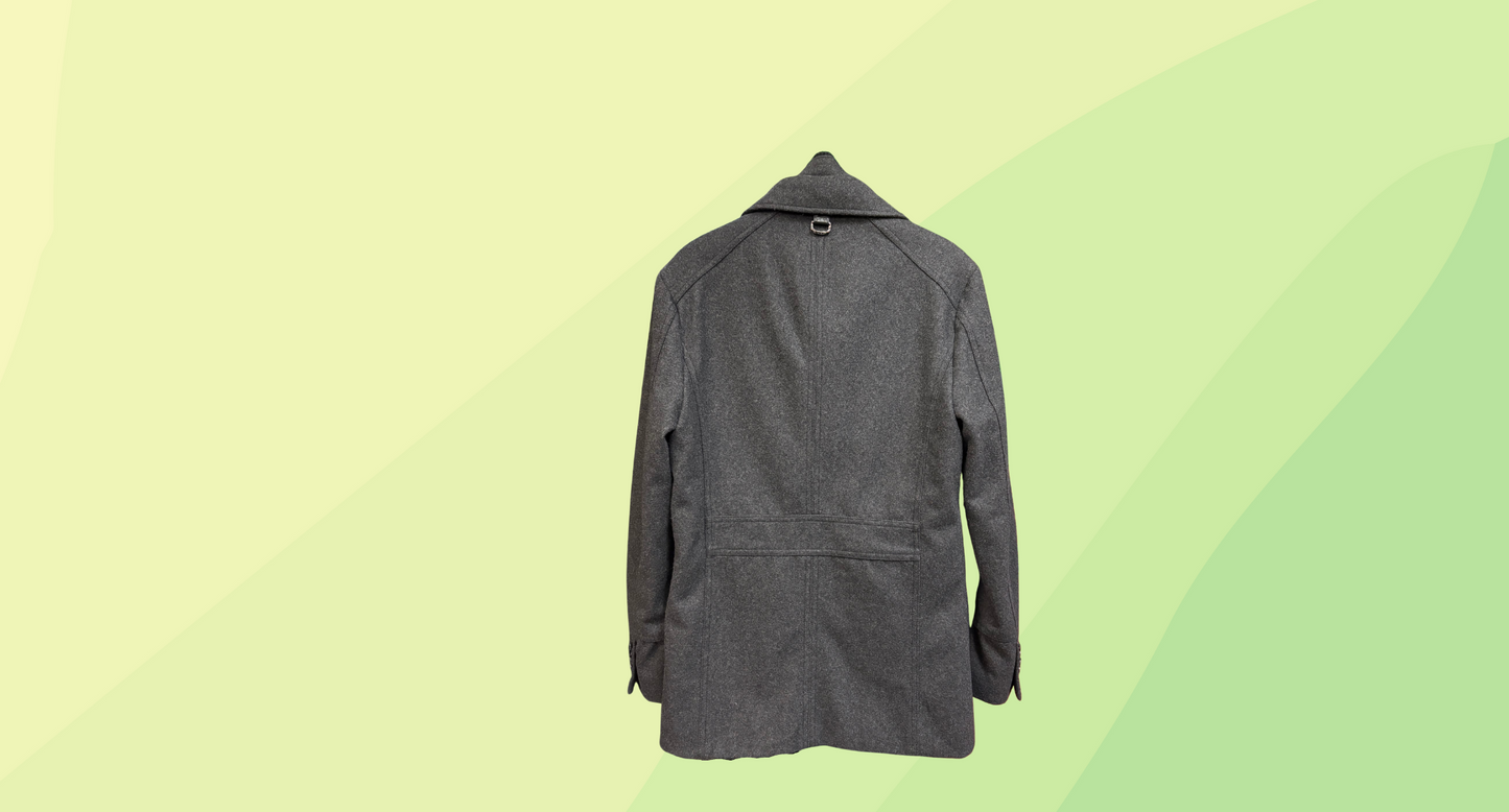 Politix Wool Blend Long Men's Jacket - S - Dark Grey