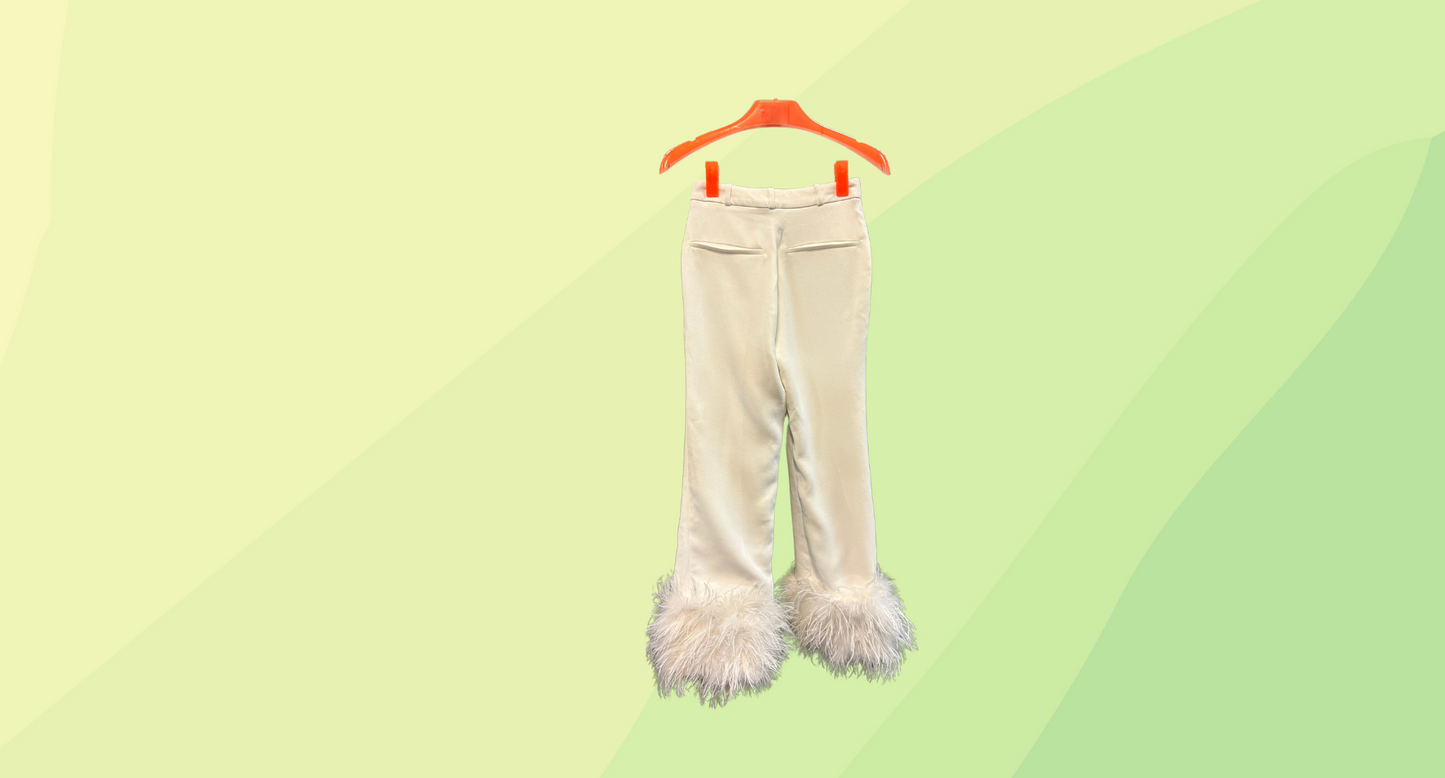 House of CB Fae Trouser with Feather Hem - XS - Ivory