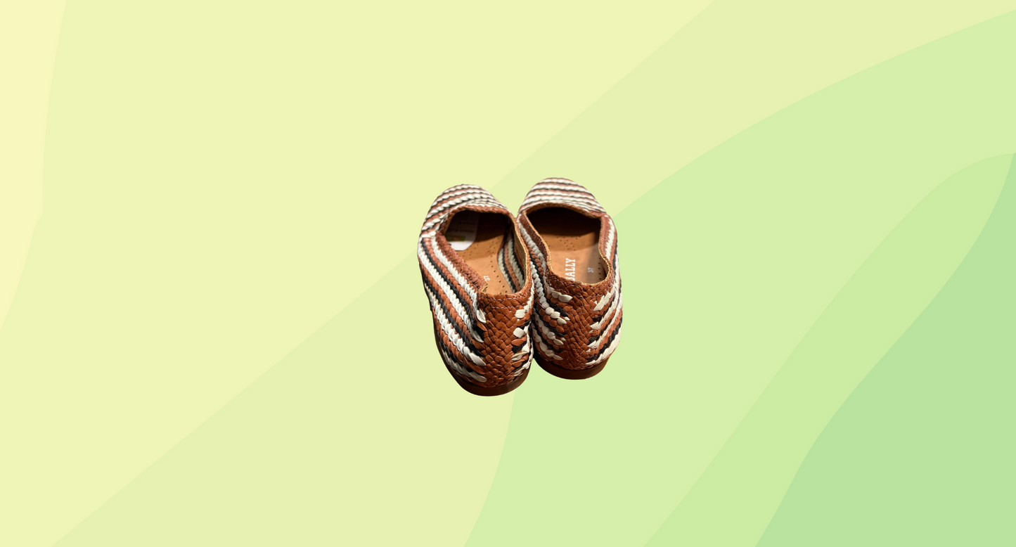 Bally Flats RRP $595 w/Size 37 inserts - Size 37.5 - Brown/Cream/Black