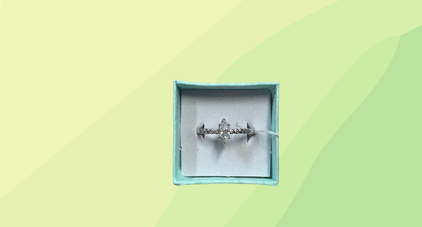 Silver Ring - Size 'U' Oval CZ