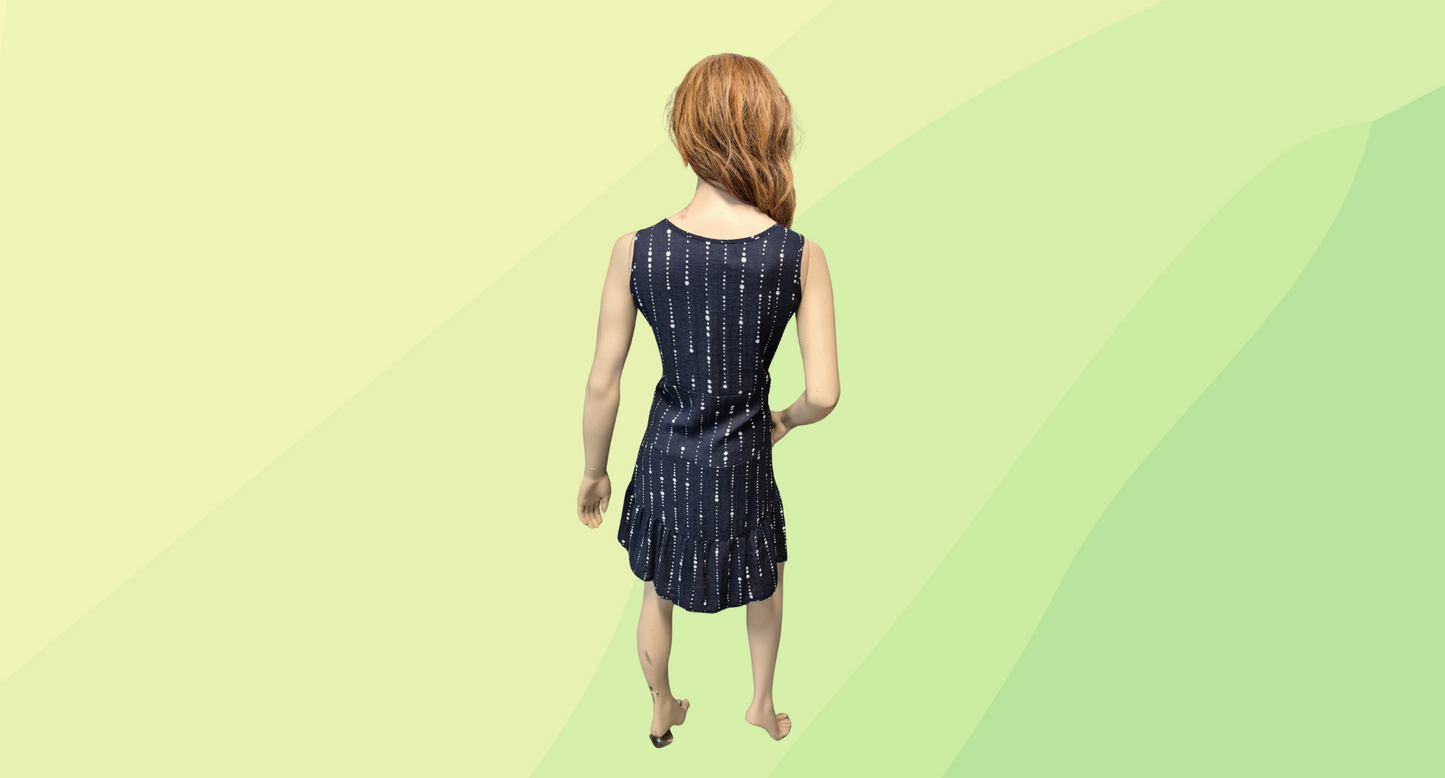 Gordon Smith Sleeveless Dress - Size 10 - Navy/White Spot