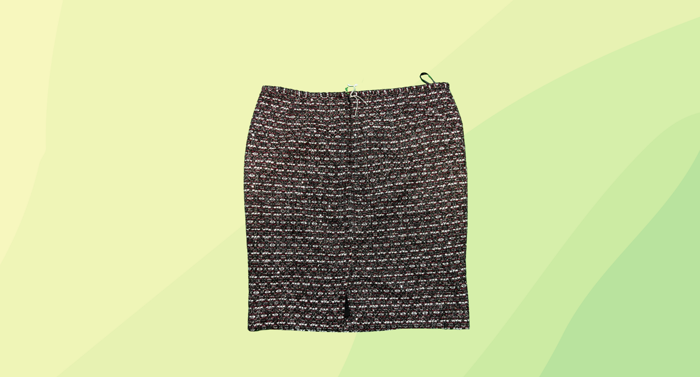 Calvin Klein Tweed Skirt - Size 14 - Red/Black/Metallic