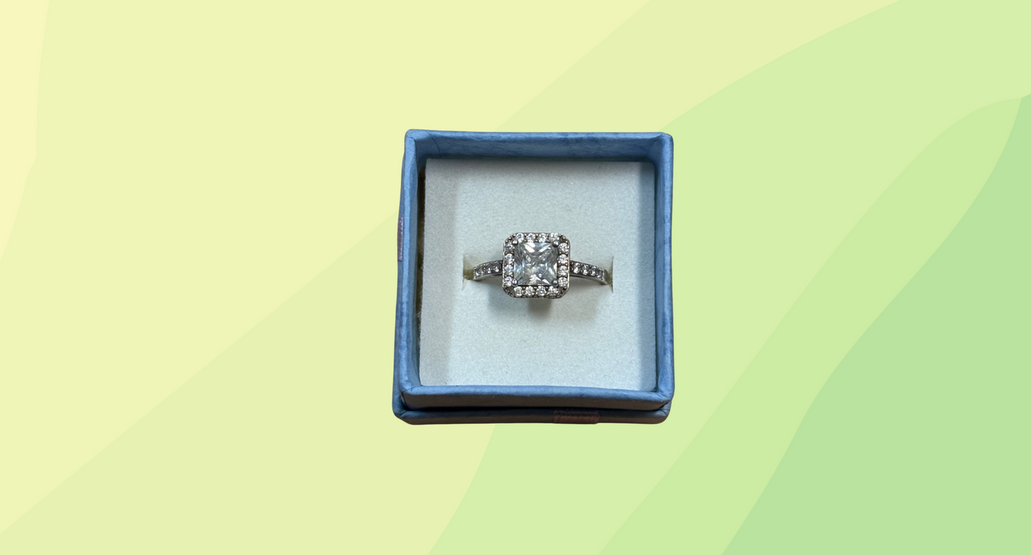 Silver Halo Ring - Square Size 'O'
