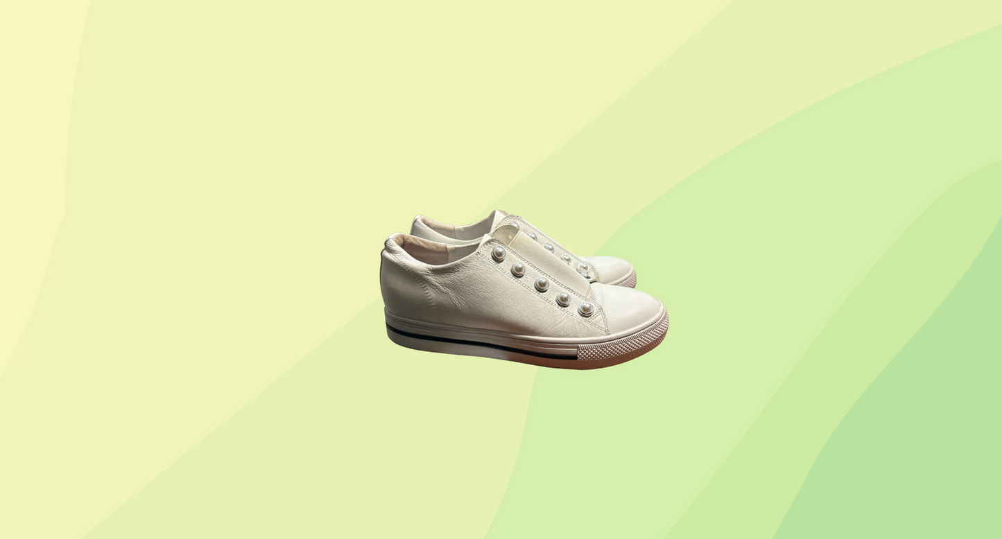 Zazou Kiss Leather Slip-On - Size 38 - White
