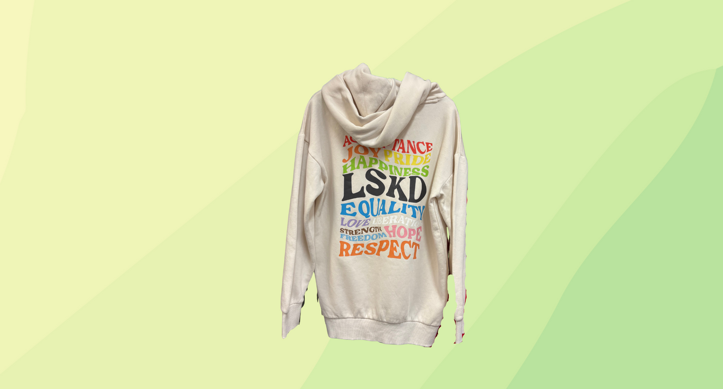 LSKD Unisex Amplify Hoodie Oversized Jumper RRP $100 - 2XS - Pride Off-White