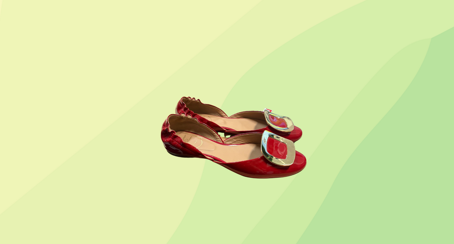 Roger Vivier Patent Leather Ballet Shoe - Size 36 - Red