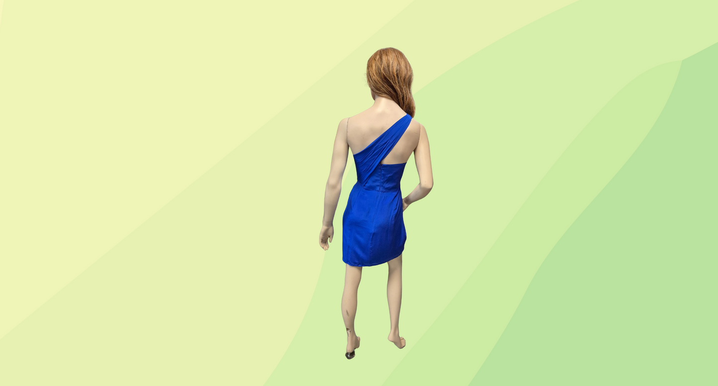 Zimmermann One Shoulder Silk Mini Dress - Size 2 - Electric Blue