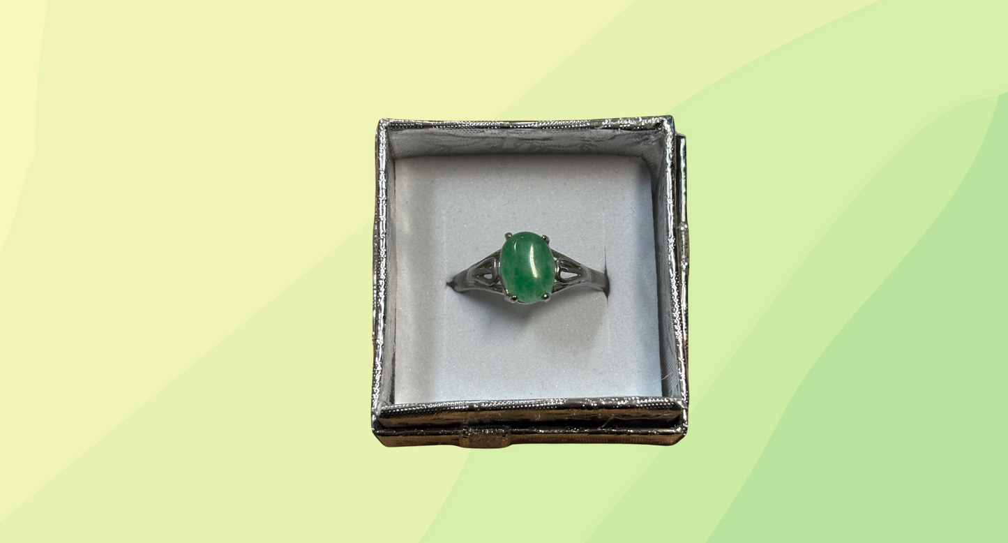 Silver Jadeite Ring Size 'R'