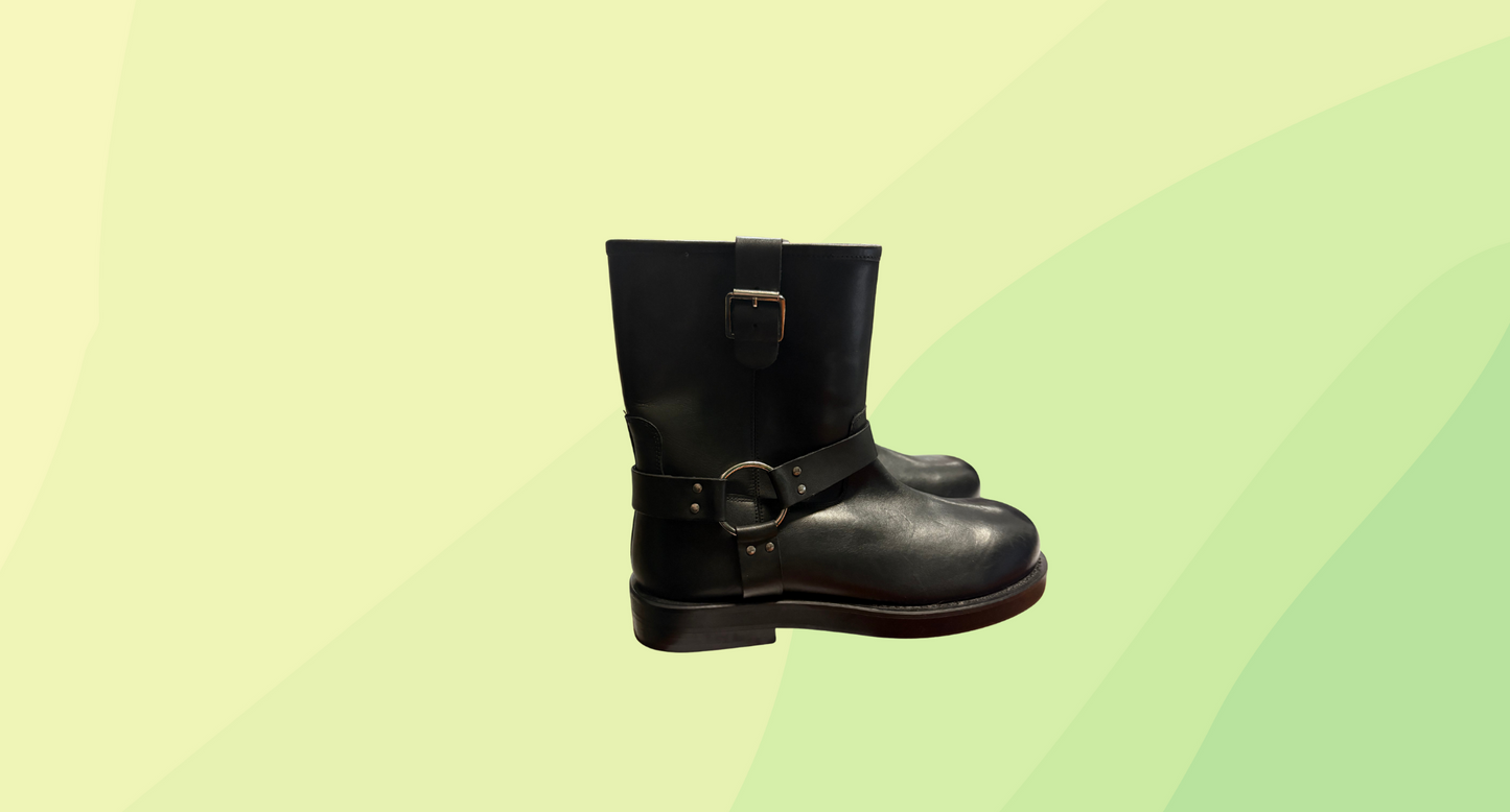 Topshop Lenny Leather Ankle Boots with Harness Detail - Size 8 - Black