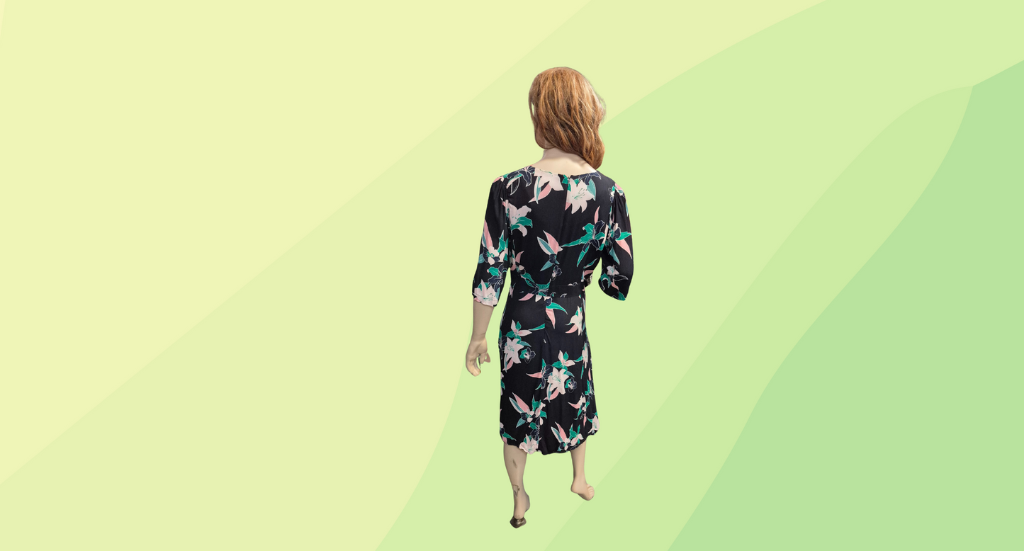 Trenery Dress - Size 16 - Black Floral