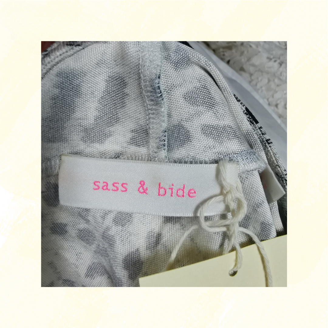 Sass $ Bide Dress - Size 6 - White/Black Print