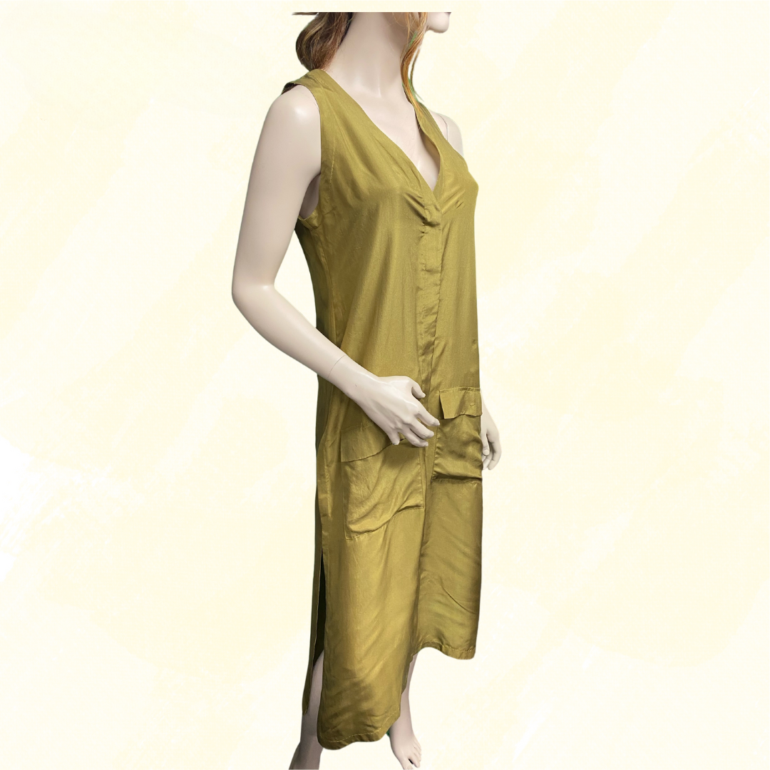 Lakshmi Fern Vest Olive Silk - Olive - S