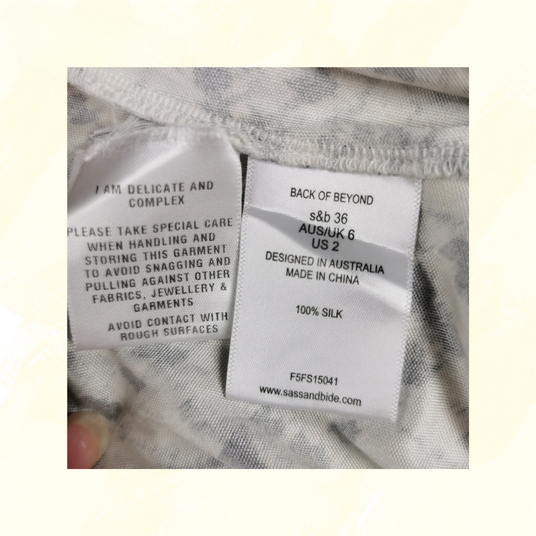 Sass $ Bide Dress - Size 6 - White/Black Print