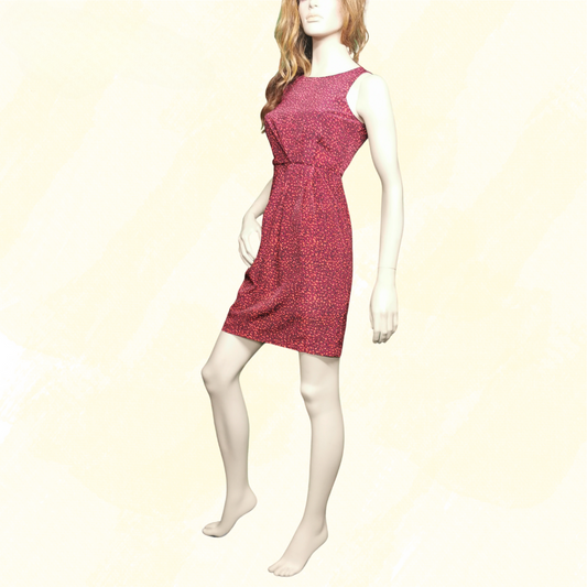 Saba Funky Leopard Dress - Size 6 - Burgundy