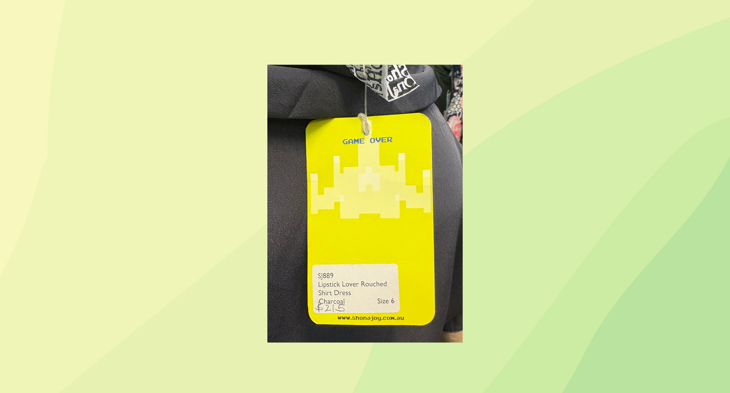 Shona Joy Lipstick Lover Rouched Shirt Dress RRP $215 - Size 6 - Charcoal