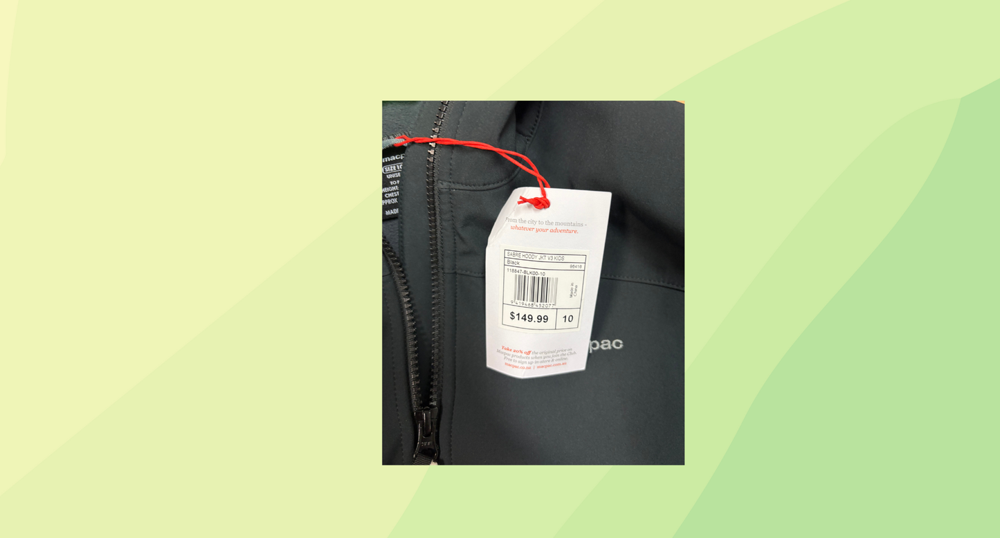 Macpac Sabre Kids Hoody Jacket RRP $149.99 - Size 10 - Black