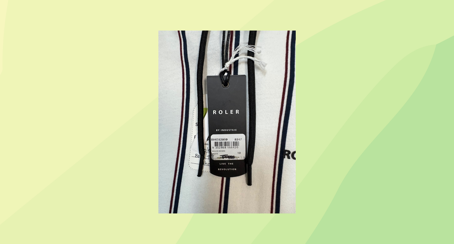 Roler Boys Striped Hoodie T-Shirt RRP $44.95 - Kids 10 - White