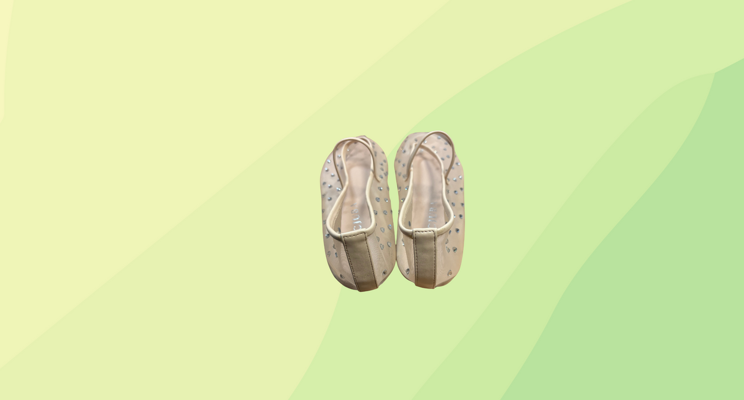 Decjuba Round Toe Diamonte Ballet Flat - Size 40 - Tan