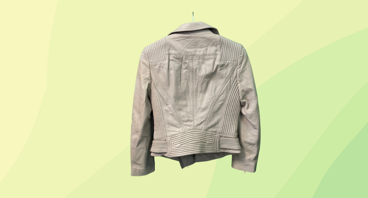 Karen Millen Leather Jacket - Size 8 - Tan RRP $795