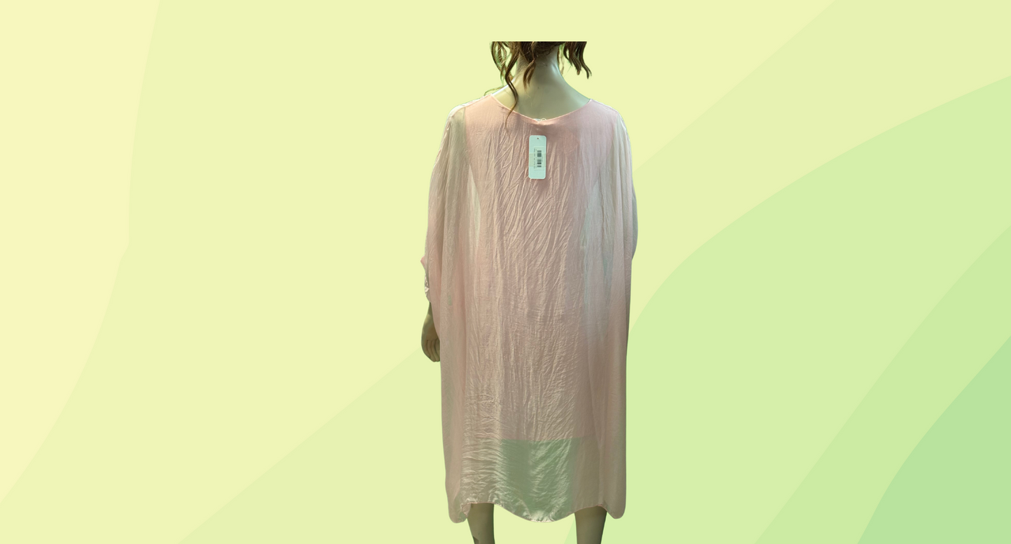Made in Italy Clio Blush Silk Layer Dress RRP $129.95 - S/M - Blush