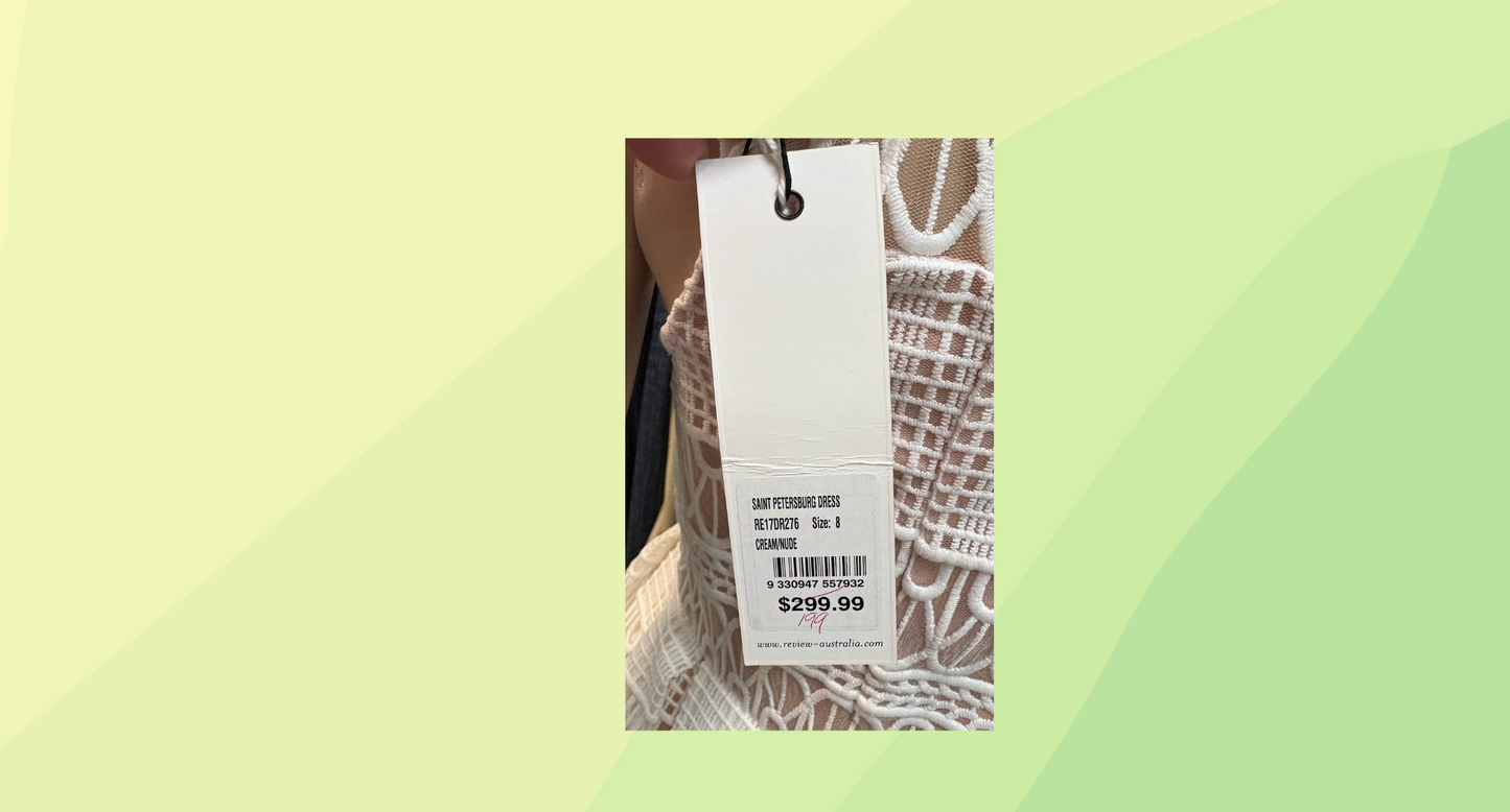 Review Saint Petersburg Dress RRP $299.99 - Size 8 - Cream/Nude