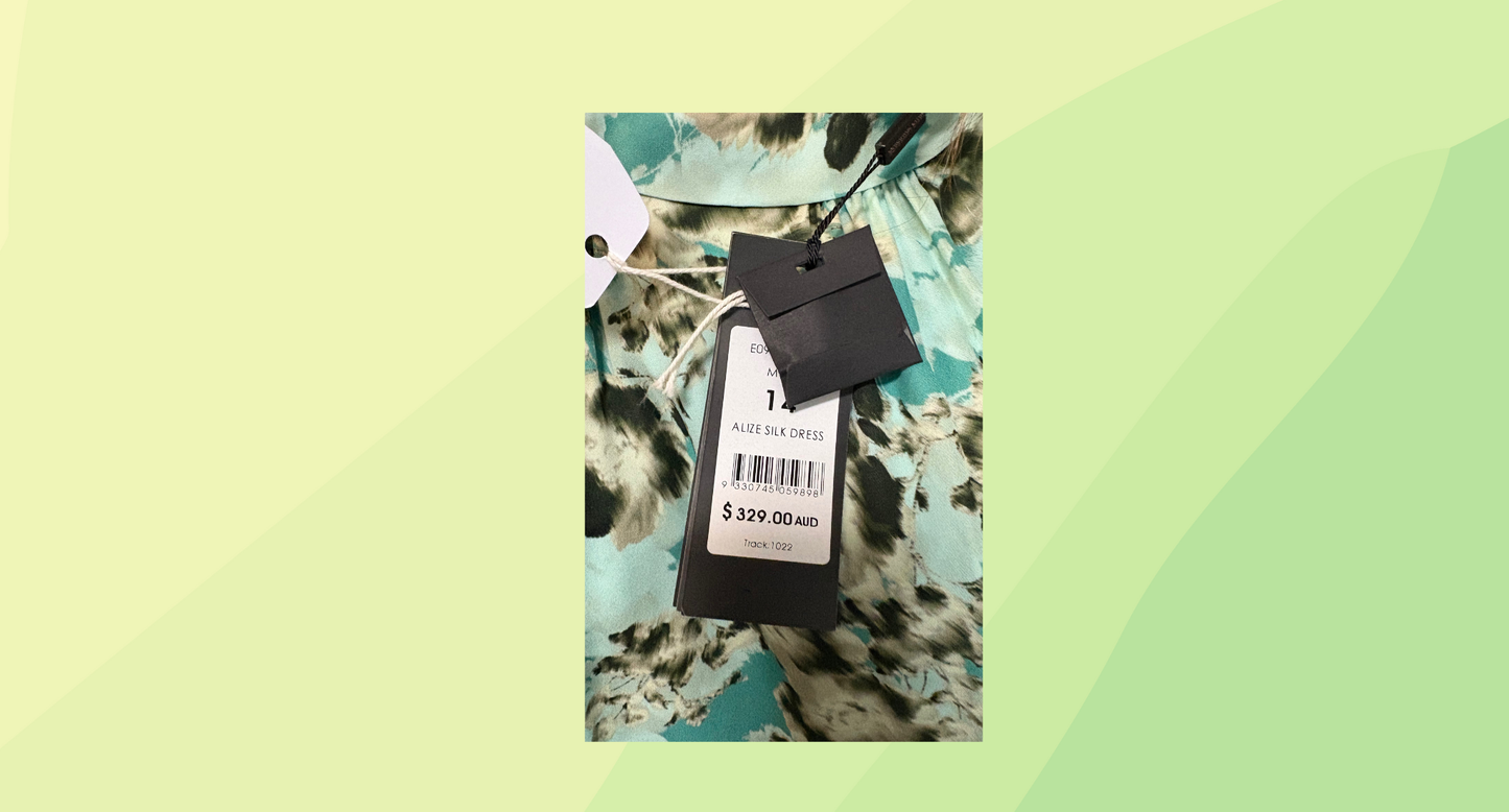 David Lawrence Alize Silk Dress RRP $329 - Size 14 - Multi Teal