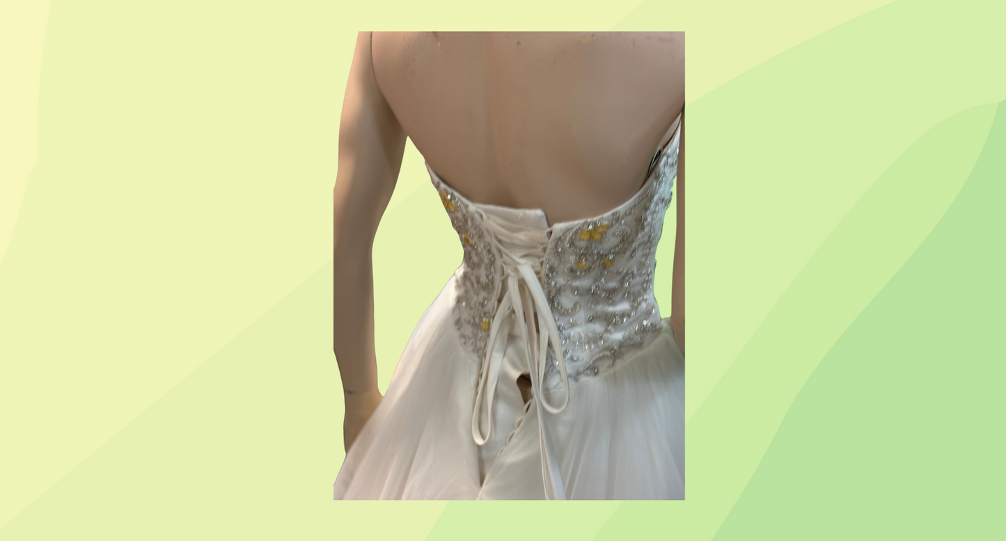 MIA Solano Wedding Dress Tule Skirt Beaded bodice - 8 - White